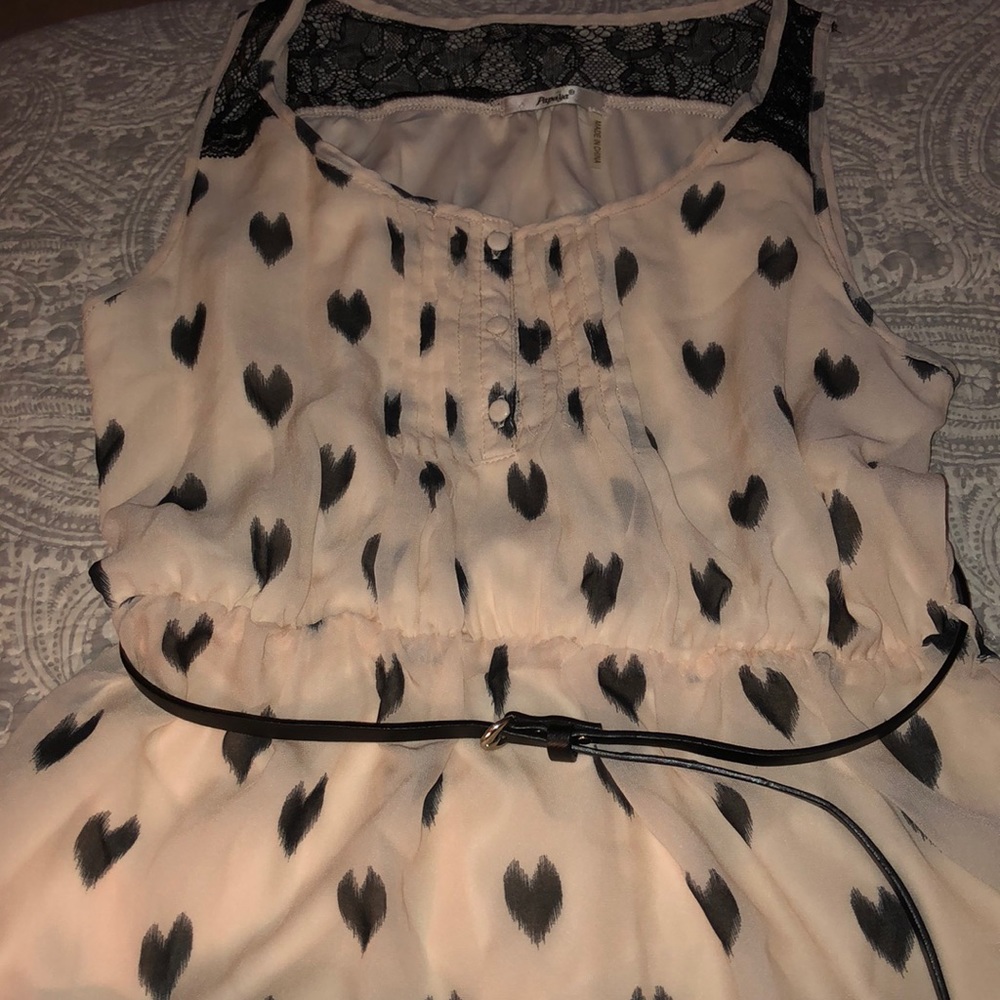 Cute pink heart dress with belt